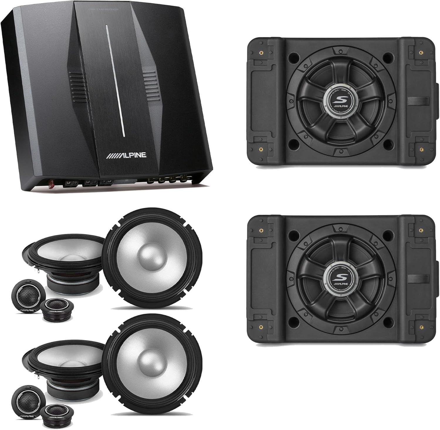 Alpine PXE-C80-88 OPTIM8 8-Channel Hi-Res DSP Amplifier w/ (2) SS-SB10 Subwoofer, (2) S2-S65C 6.5