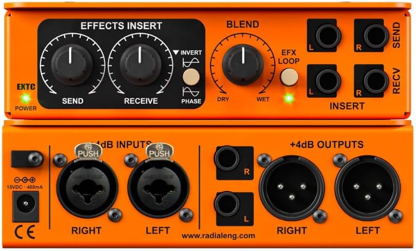 Radial Engineering EXTC-Stereo Effects Interface & Reamper Bundle with Pig Hog 10ft Microphone Cable and Liquid Audio Instrument Polishing Cloth - Reamp Box