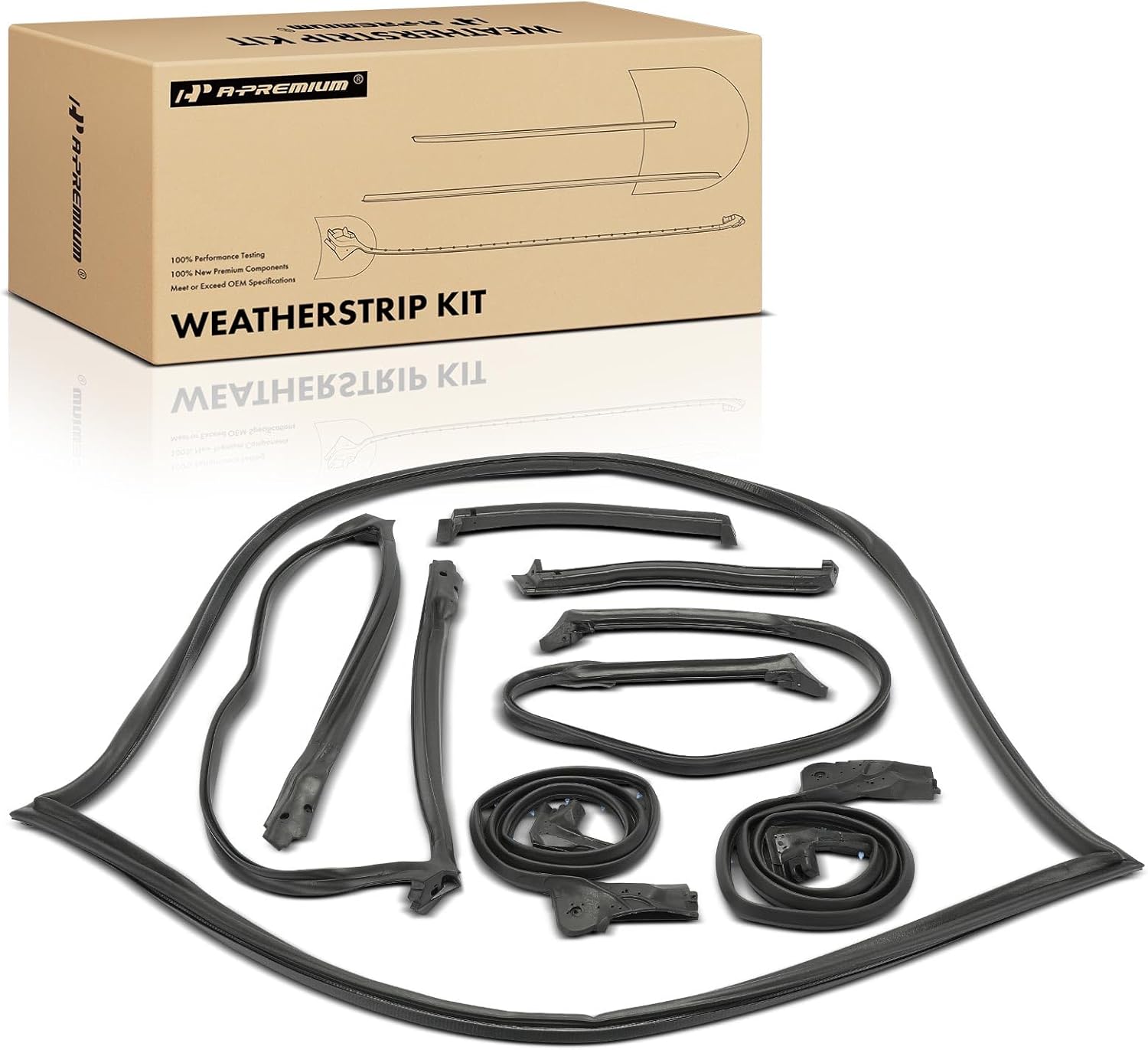 A-Premium 7PCS Car Door & Windshield & Sunroof & Trunk Lid Weather Stripping Seal Strips Compatible with Chevrolet Corvette 1984-1989, Replace 8489GGW