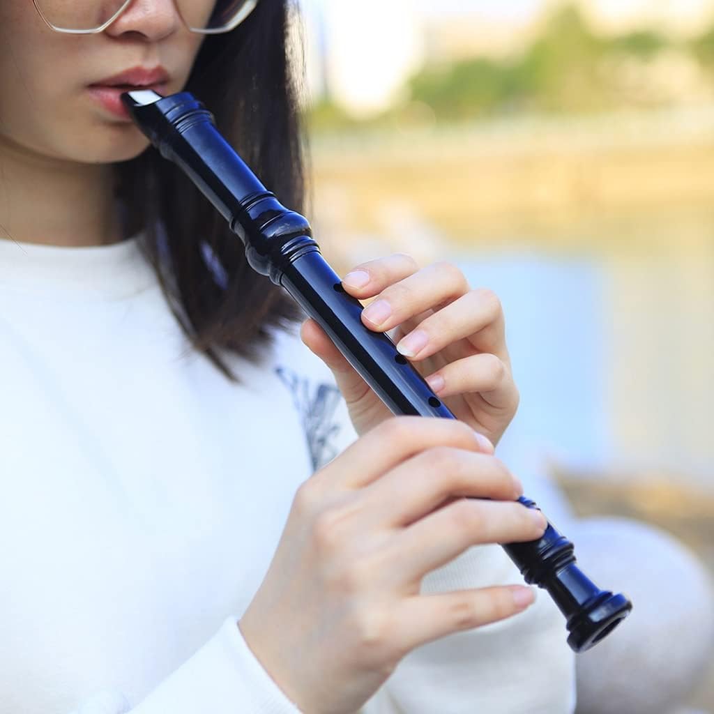 8 Hole G Key Plastic Musical Instrument Recorder Long Flute Beginner Flute Woodwind Instruments with Cleaning Stick(D)
