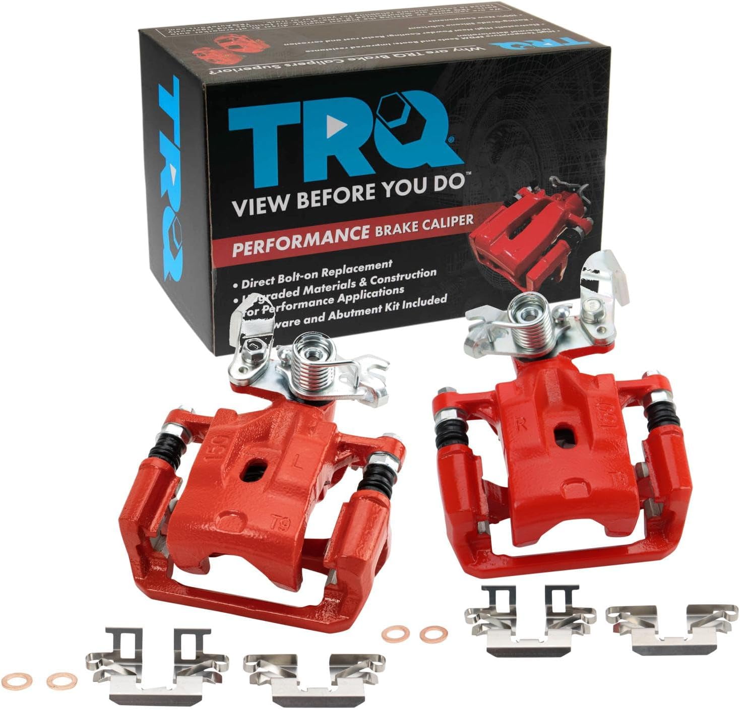 TRQ Performance Rear Driver and Passenger Side Brake Caliper Set Caliper Brackets Compatible with 06-12 Ford Fusion 07-12 Lincoln MKZ 06 Lincoln Zephyr 06-13 Mazda 6 06-11 Mercury Milan