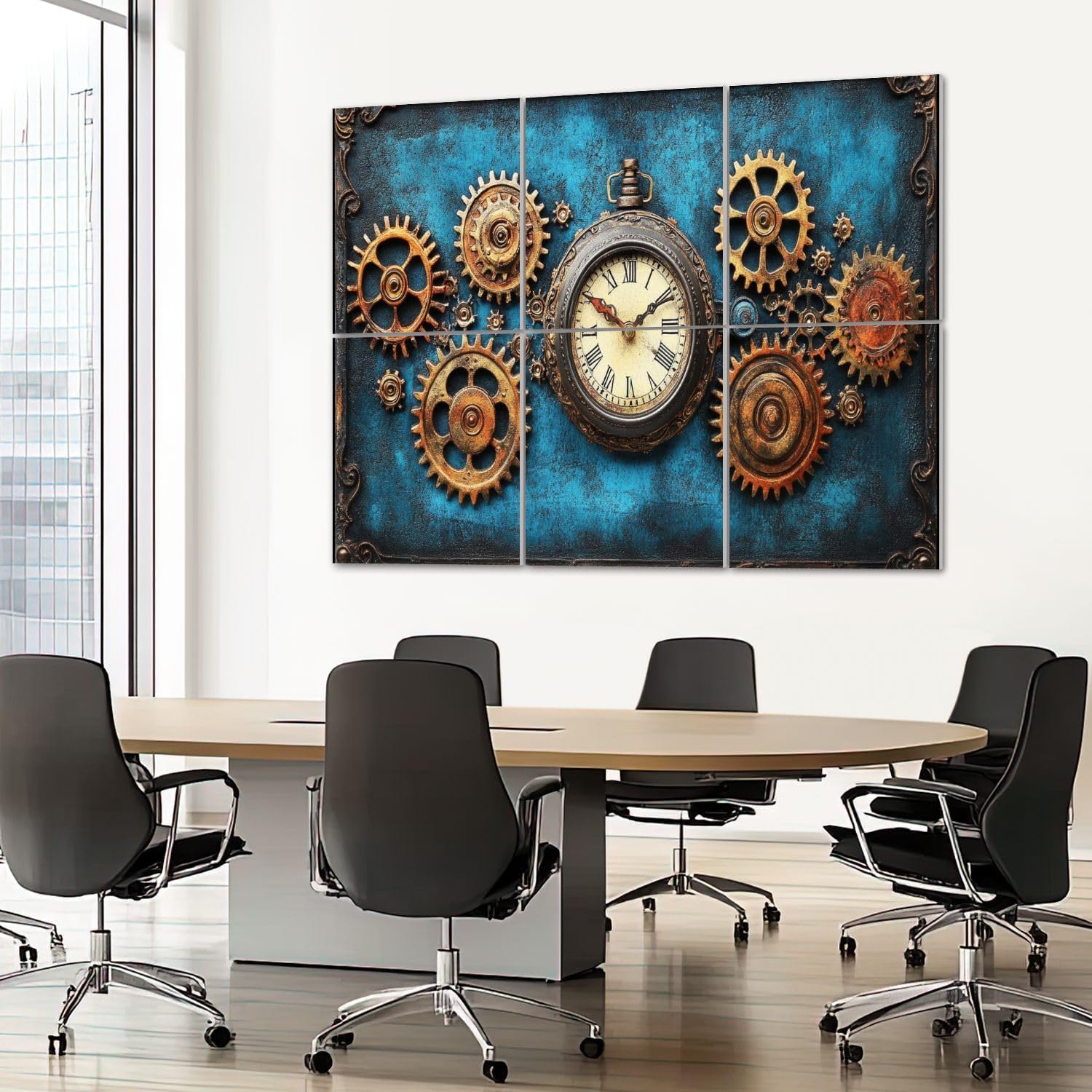 6 Pack Art Acoustic Panels Sound Absorbing Retro Old Clock Vintage Cogwheels Rusty Machine Party Gears Cogs Decorative Soundproof Wall Panels Self Adhesive for Recording Studios Office 72