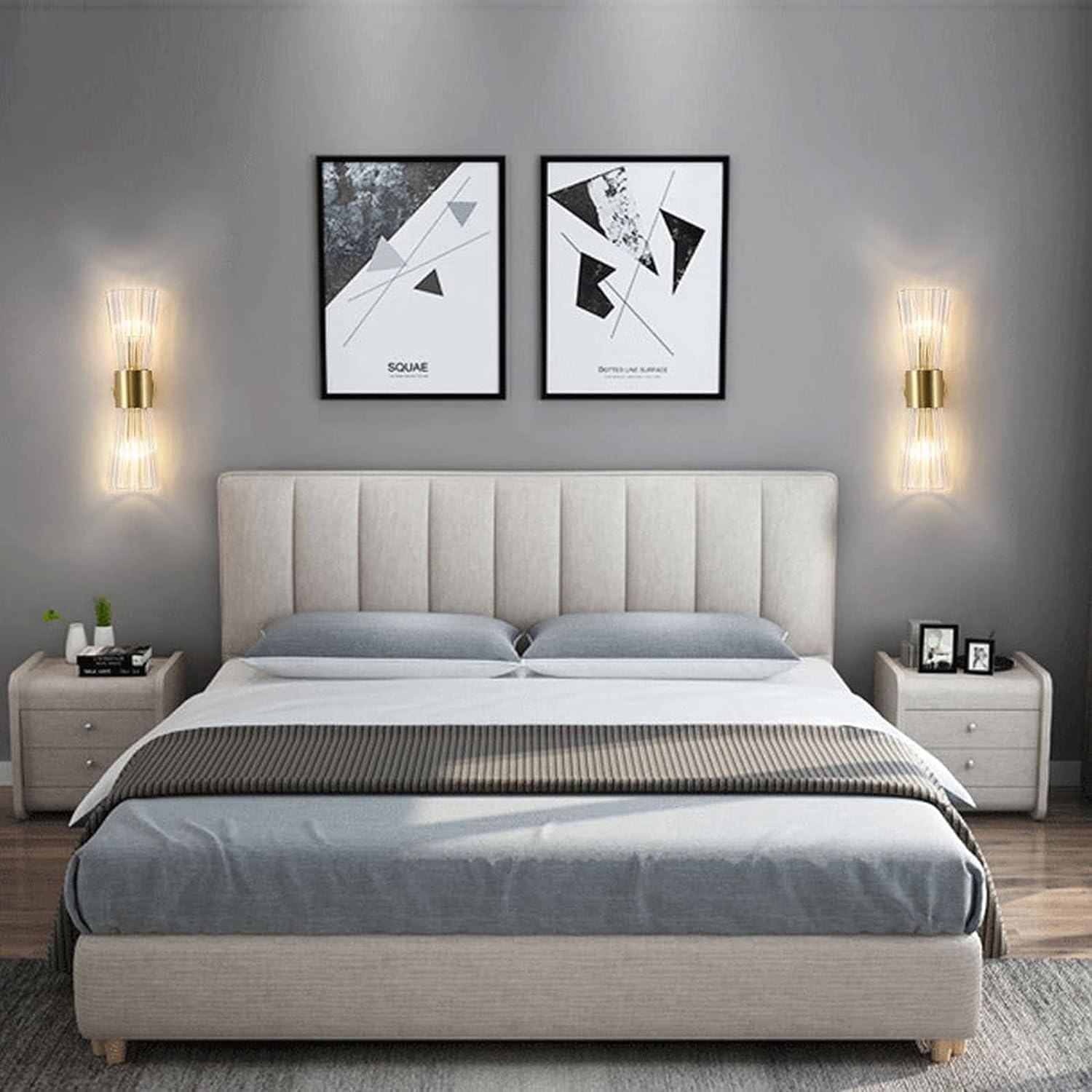 LED Corner Crystal Glass Wall Light 2-Lights Indoor Up Down Wall Sconce Gold Bathroom Vanity Light Fixture Long Linear Hallway Wall Mount Lamp,Chandelier