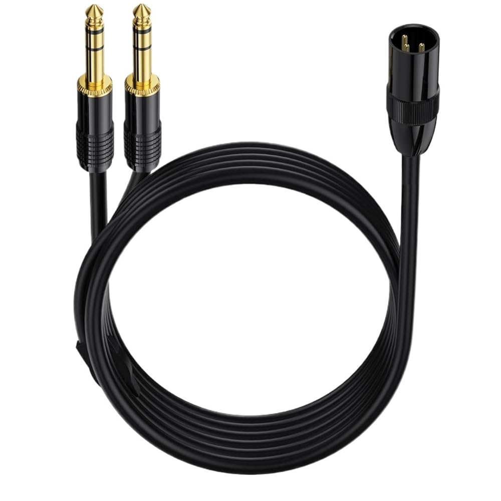 2 XLR Male to 6.35mm (1/4inch) TRS Male PlugMicrophone Stereo Unbalanced Audio Converter Adapter Y Splitte Cable Cord(50cm)