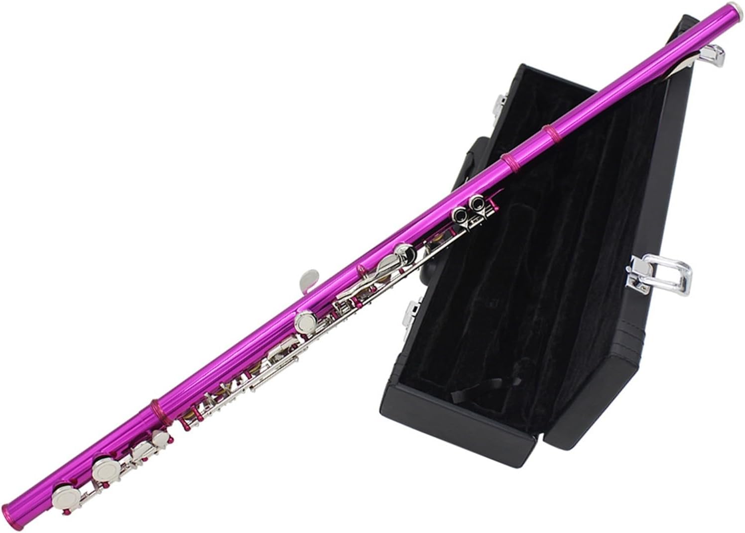 Flute 16 Holes C Tone Flute with E Key Woodwind Instrument Closed Key Cupronickel Tube Flute with Box Flutes Musical Instruments