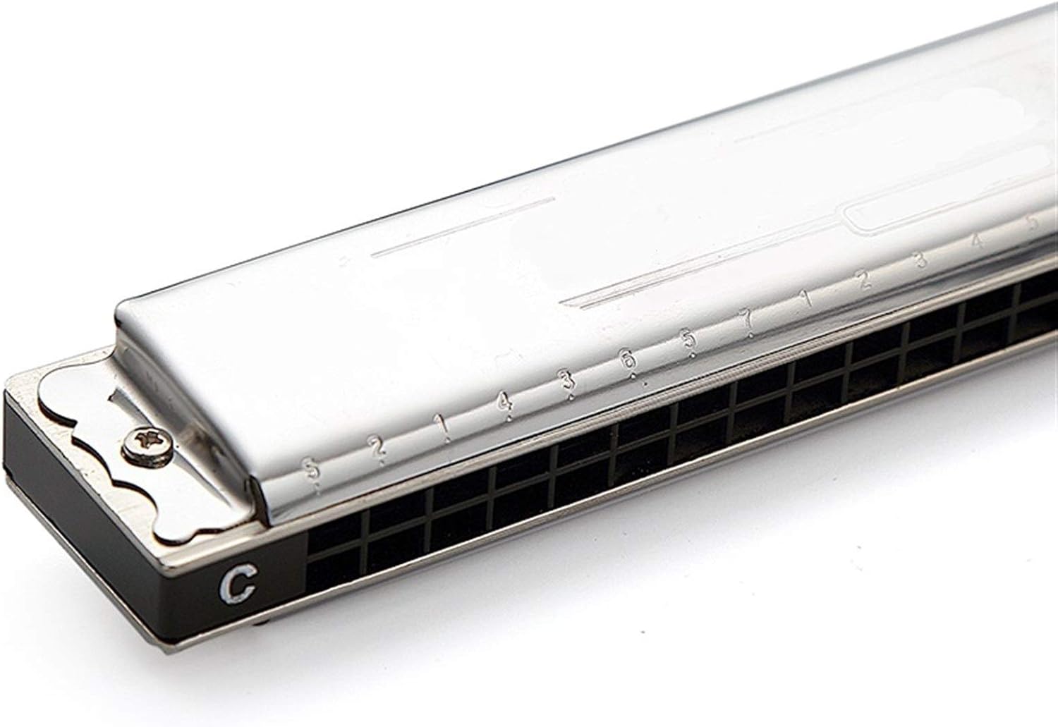 Harmonica Harmonica 24 Holes Mouth Organ for Beginners Harp Key of C/D/E/F/G/A/B with Box Silver Harp (Color : Key of D)