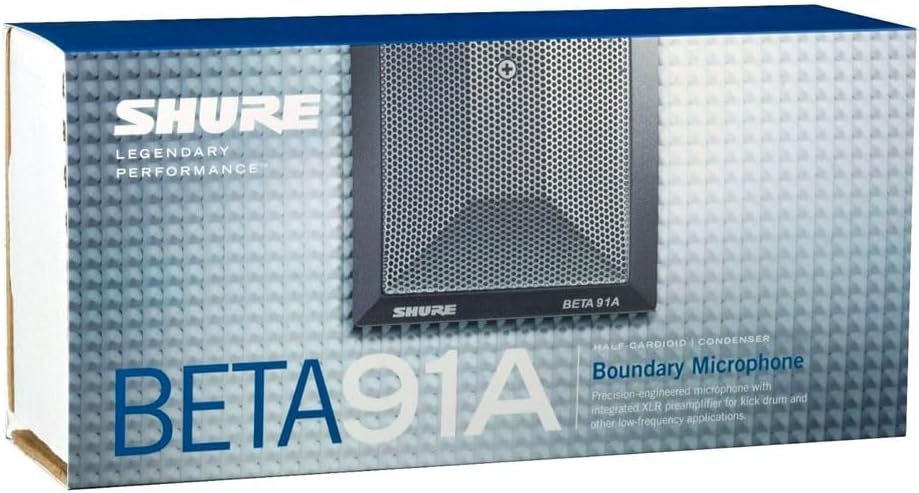 Shure BETA 91A Kick Drum Microphone - Half-Cardioid Condenser Mic with Integrated Preamplifier and XLR Connector, Low Profile Design - Maximize Setup Efficiency While Minimizing Stage Clutter