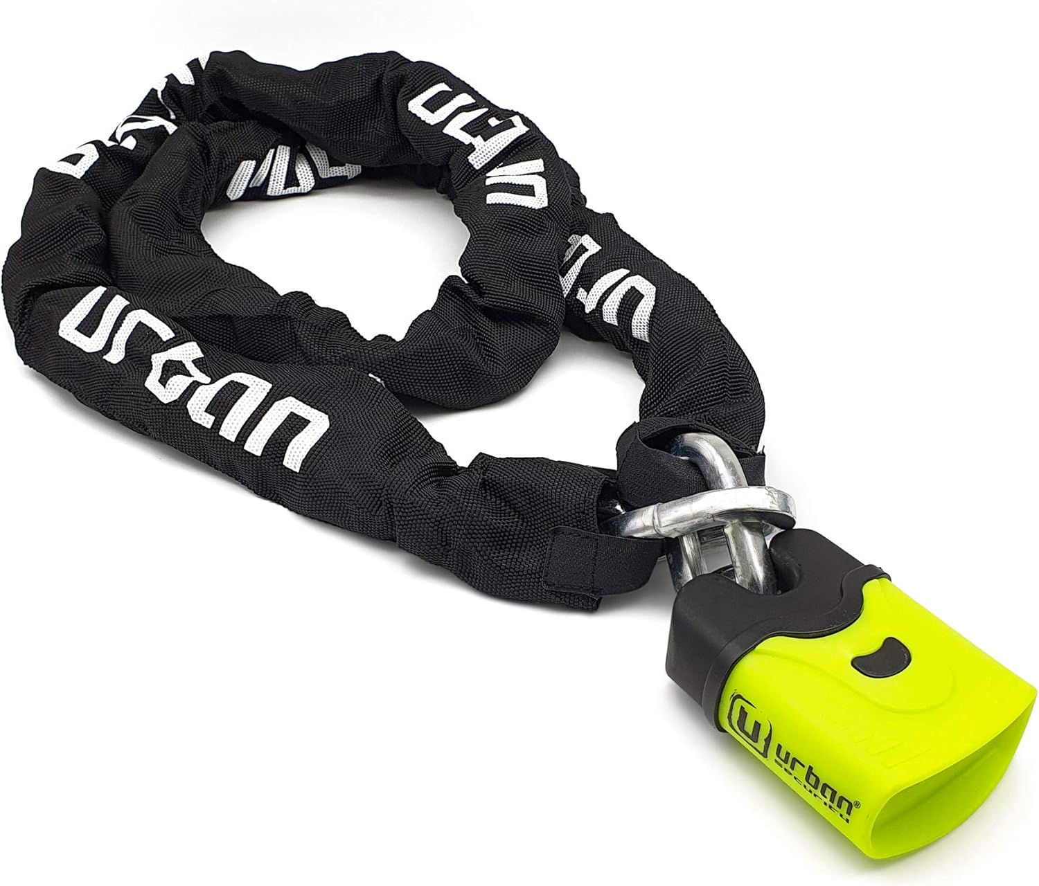 Urban U4K170 Motorcycle Chain Lock Hardened Steel, ø0.39in, 5.58ft Long, Link Plus System, Textile Cover, Security Anti-Theft Padlock, Double Locking, Scooter, Electric Bicycle, Containers, Gates