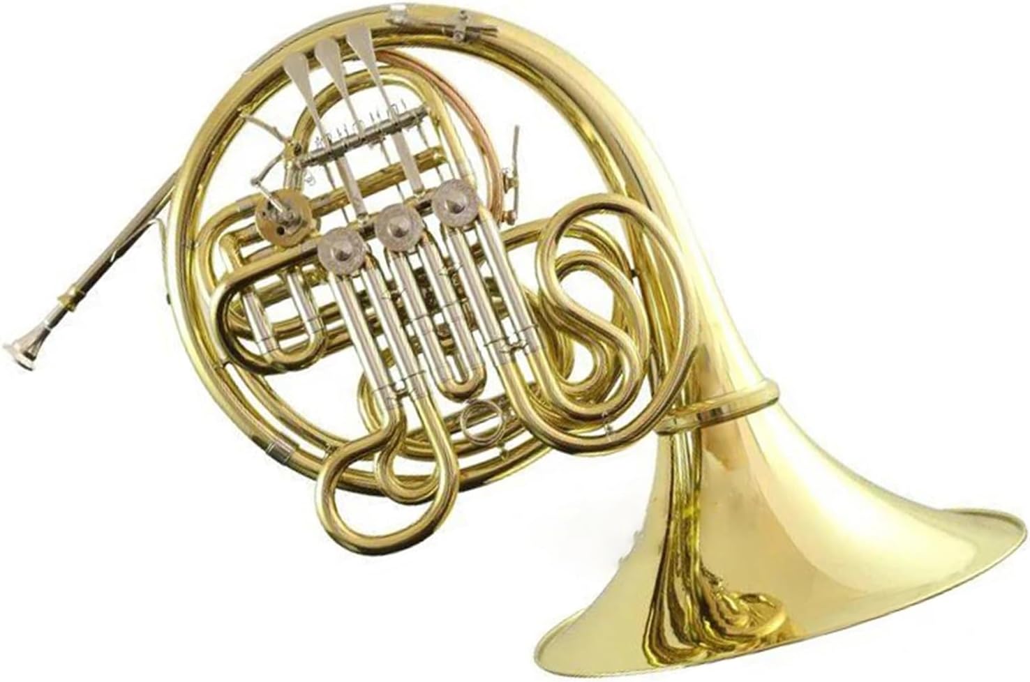 Brass French Horn Musical Brasswind Instrument French Horn Gold Lacquer F Key Bb 4 Key Double French Horn