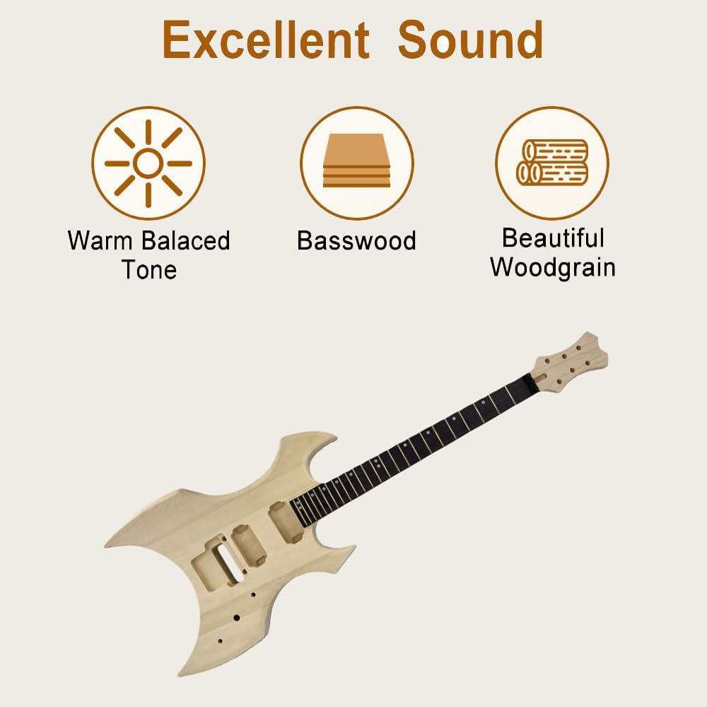 Electric Guitar Kit Basswood guitar body 24 fret 25.5 inch Mahogany Neck Rosewood Fretboard Bolt on heel Build your own guitar kit