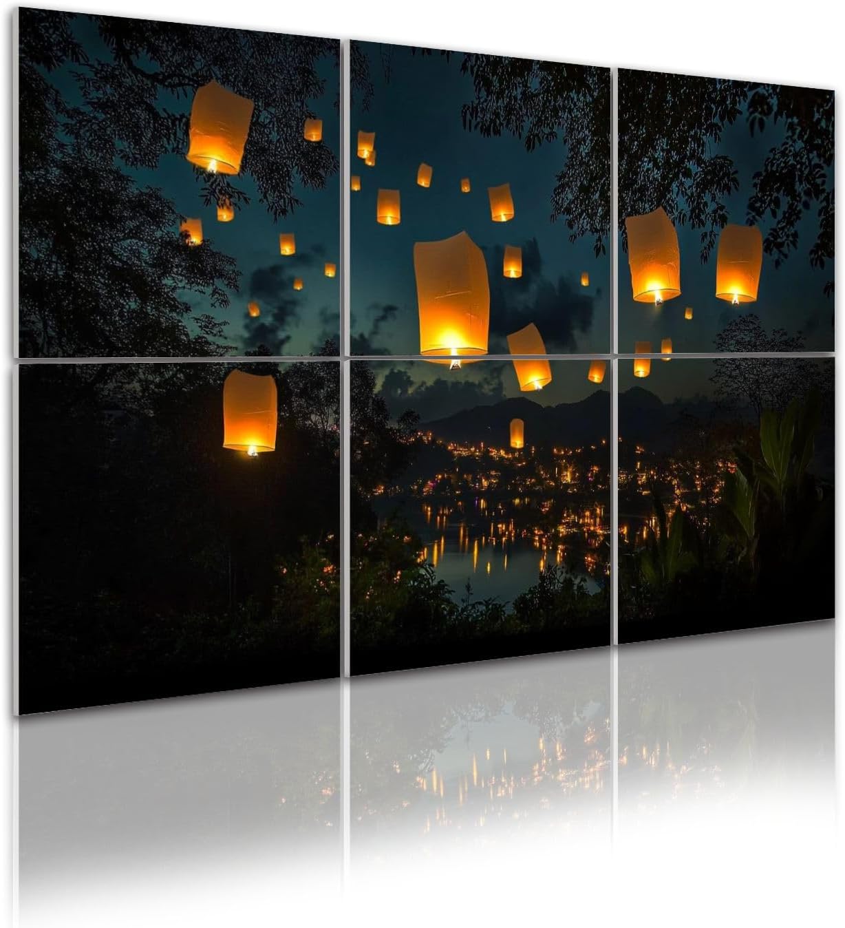 6 Pack Art Acoustic Panels sky Loy Krathong Sound Absorbing Panel 48