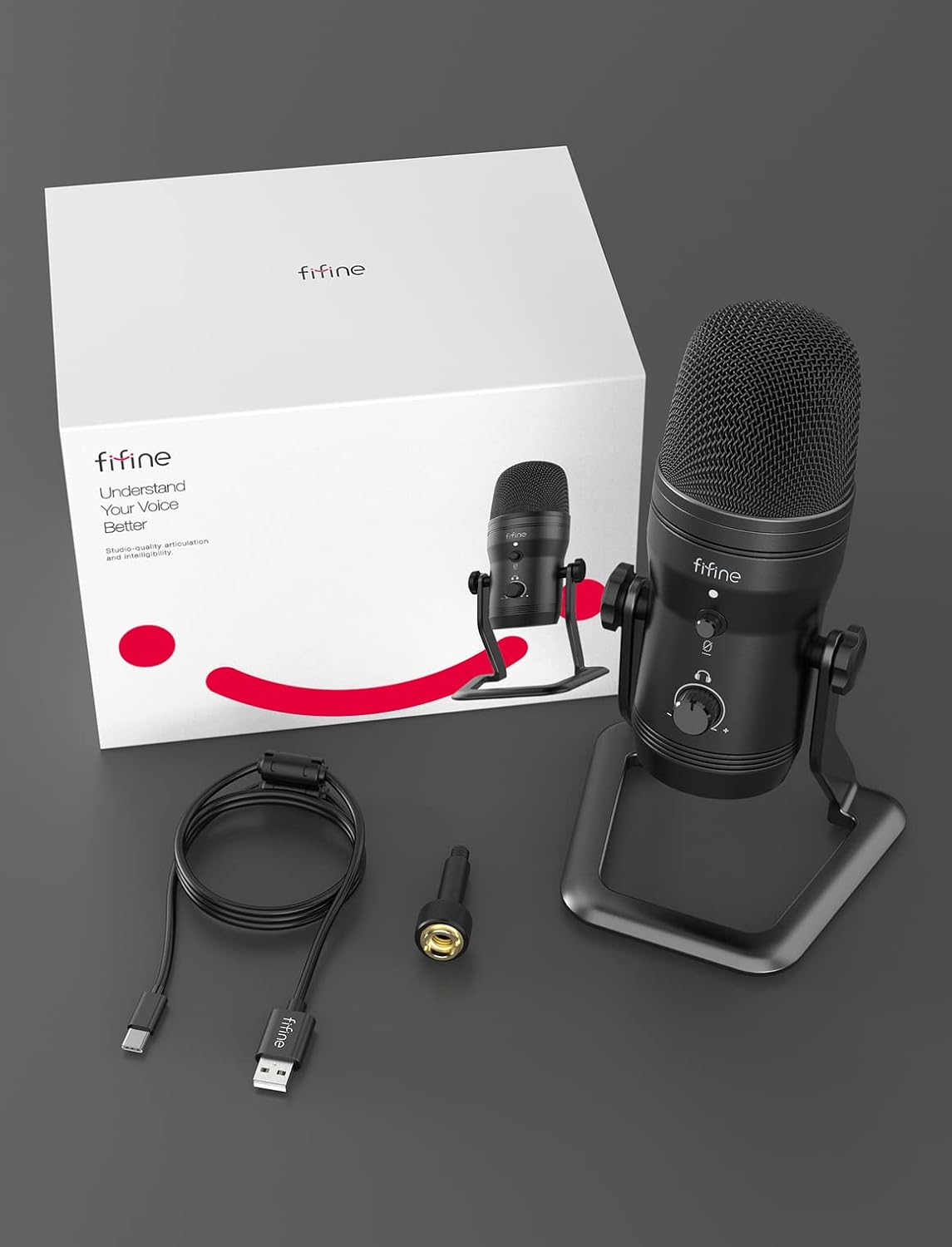 FIFINE USB Studio Recording Microphone Computer Podcast Mic for PC, PS4, Mac with Mute Button & Monitor Headphone Jack, Four Pickup Patterns for Vocals YouTube Streaming Gaming ASMR Zoom-Class (K690)