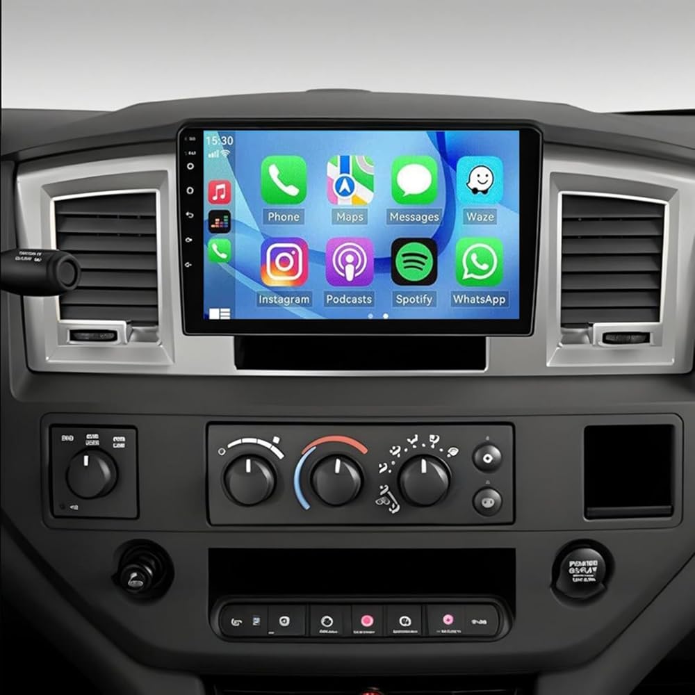 Car Radio for Dodge RAM 1500/2500/3500 2006 2007 2008,9inch Touch Screen Radio for Dodge RAM 1500/2500/3500 Head Unit Support Wireless Carplay Android Auto WiFi GPS BT AHD Backup Camera-2+32G