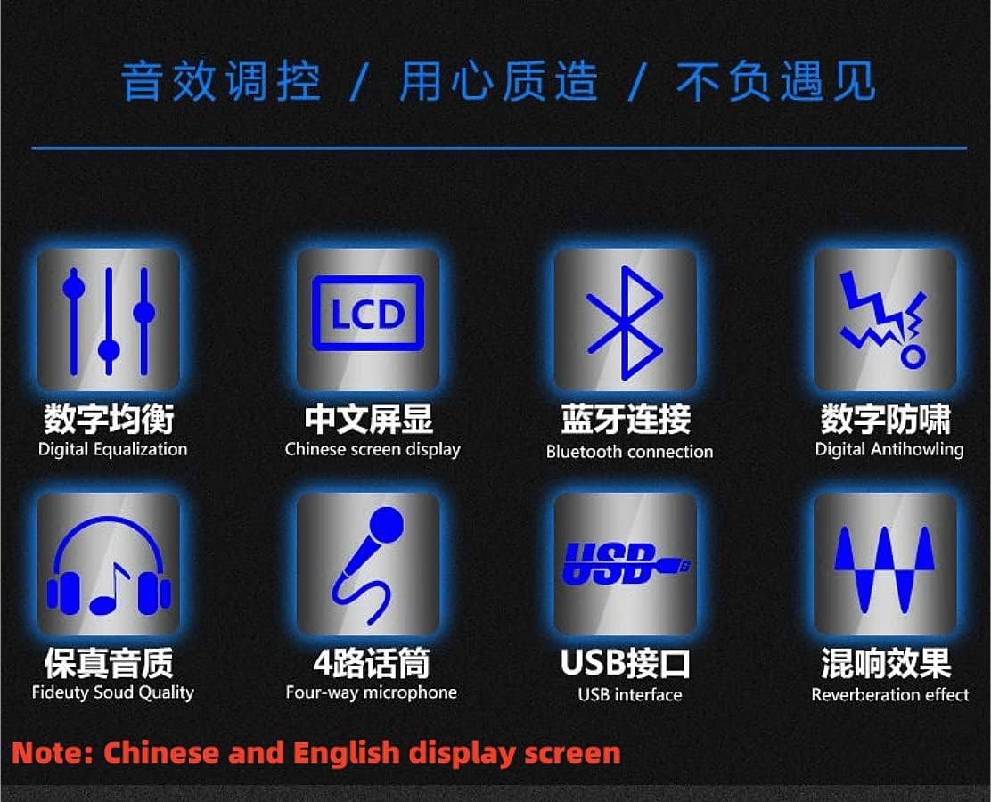 Professional Karaoke Audio Processor, with Equalizer, Exciter, Reverberation and Feedback Suppressor, Digital Analog Dual Application, USB Bluetooth Music Playback