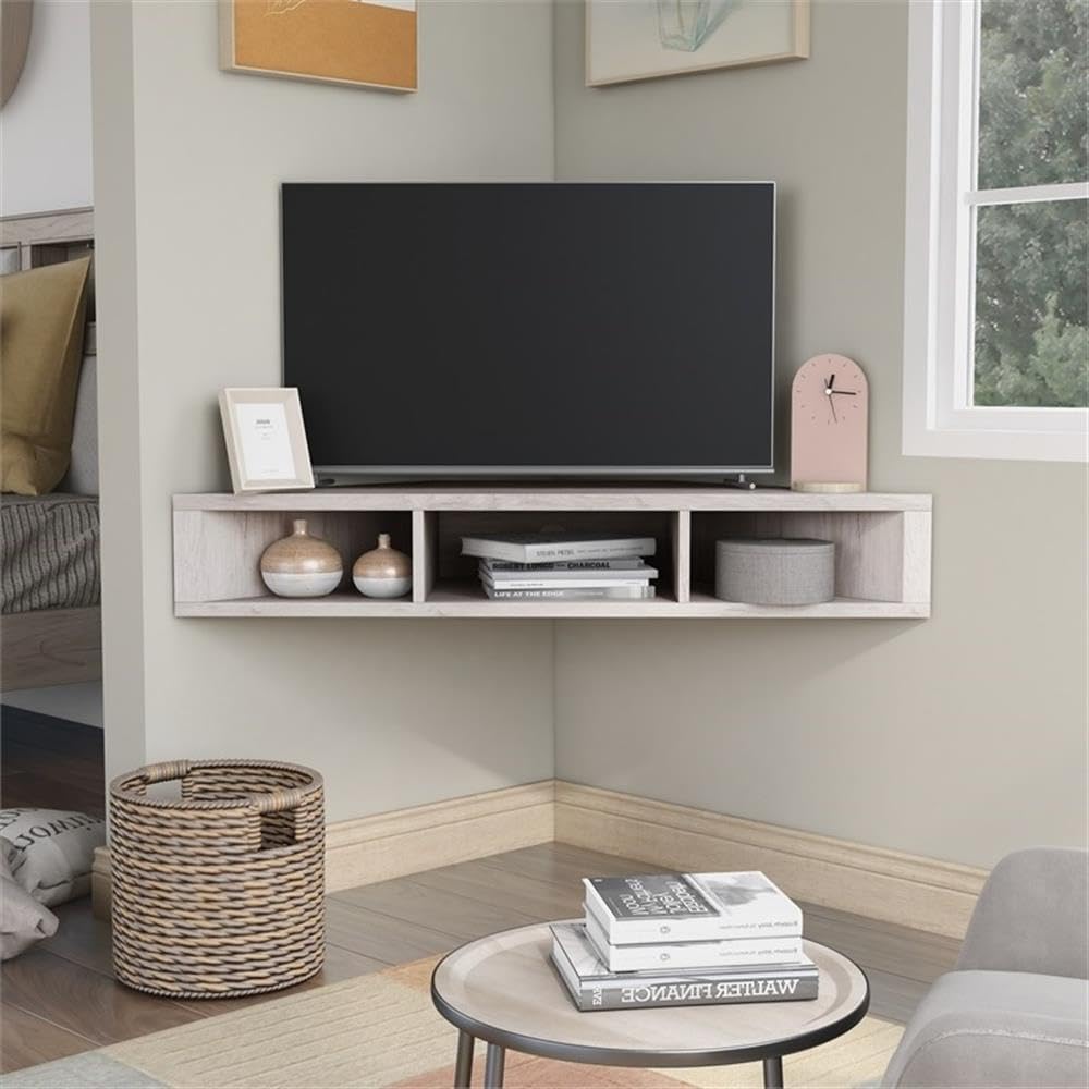 BOWERY HILL Corner Wood Wall Mounted Floating Shelf 42
