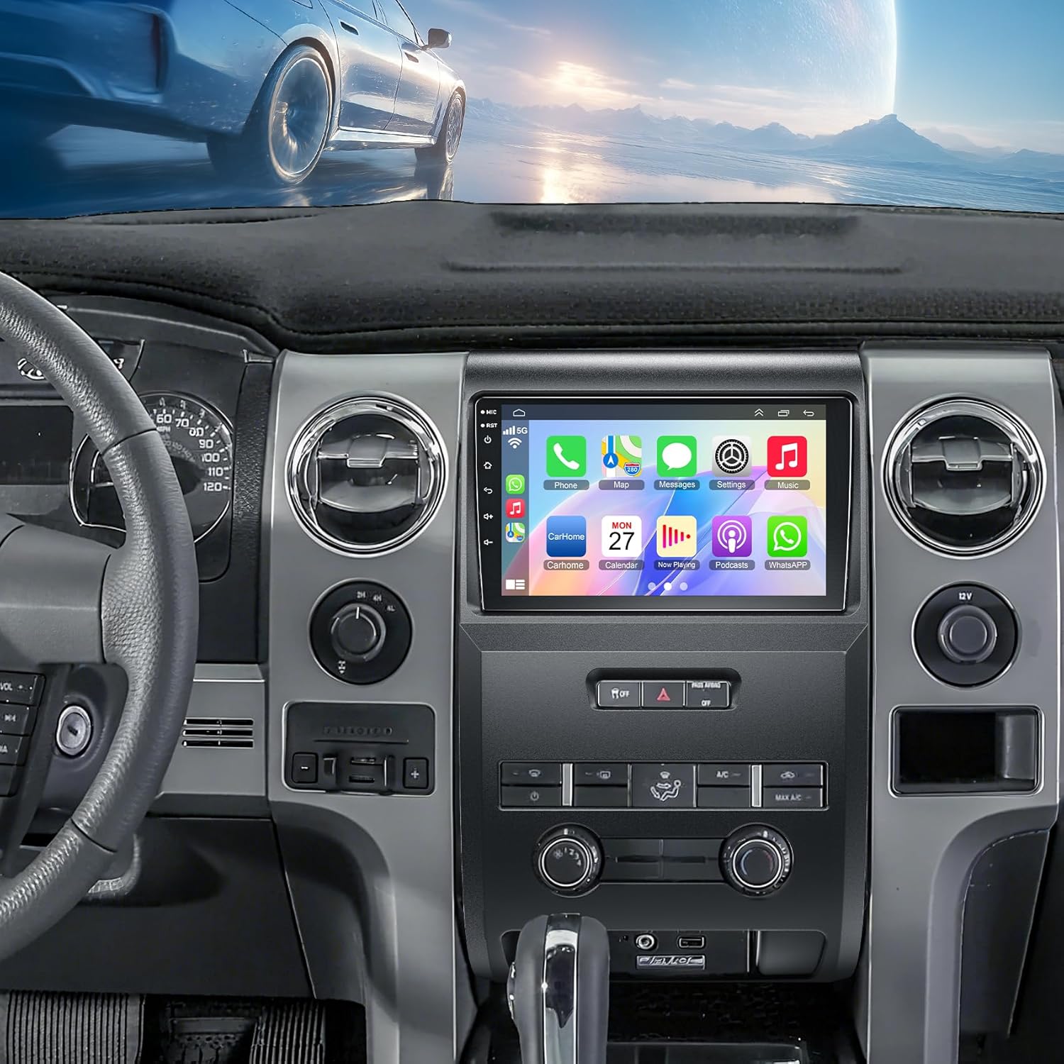 for Ford F150 2009-2014 4+64 Android 13 Car Radio, 9 Inch IPS Touch Screen Car Stereo with Wireless Carplay/Android Auto,GPS, WiFi, Bluetooth, Support OBD2/DVR/DPS