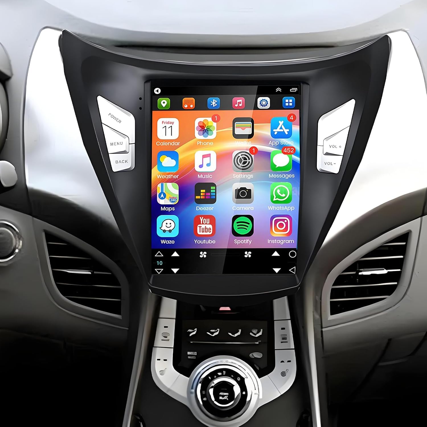 9.7inch Car Stereo Radiofor Hyundai Elantra 2011 2012 2013, Android 14 Car Radio Audio Receiver with Carplay Android Auto GPS Navigation Bluetooth SWC AHD Reverse Camera 4+64G