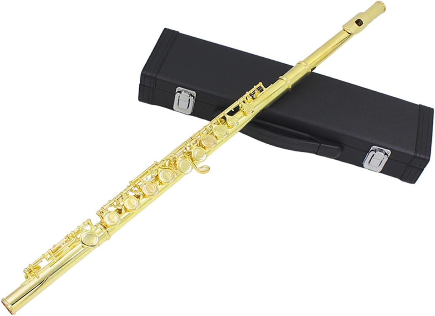 Flute Gold-Plated Silver Keys 16 Holes Flute Woodwind Instrument Closed Hole E Key Concert Flute with Box Flutes Musical Instruments (Color : Golden)