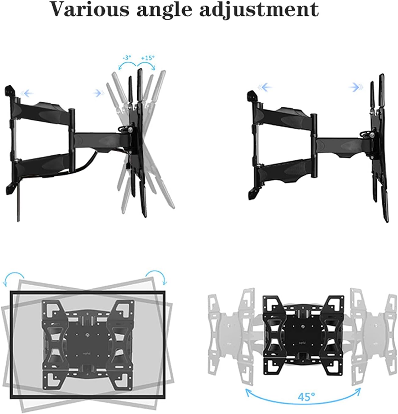 TV Monitor Holder Rack Six-arm Multifunctional TV Stand Full Motion TV Wall Mount Bracket Swivels Tilts Extension for Most 26-65 Inch TVs, Max 400x400mm Up to 99lbs TV Brack