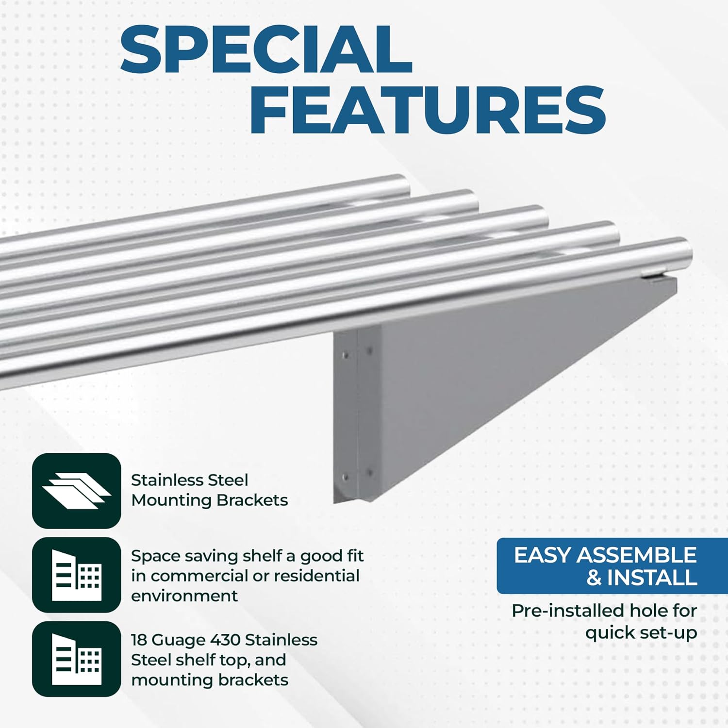 Premium Stainless Steel Tubular Wall Shelf – 72