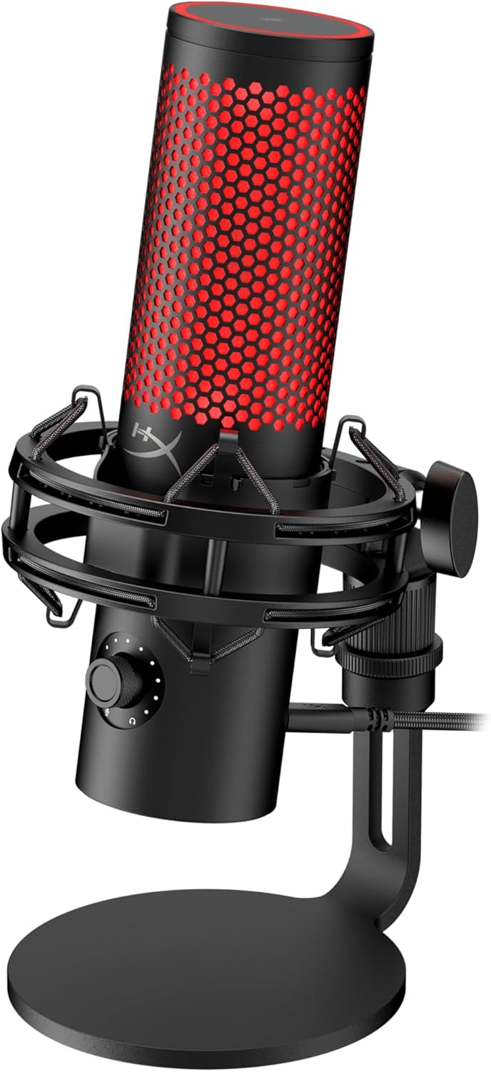 HyperX QuadCast 2 – USB Microphone for Gaming, Streaming and Podcasting, with On-Board Controls, LED Lighting, Removable Shock Mount, PC, Mac, PS5, PS4, USB-C - Black (Renewed)