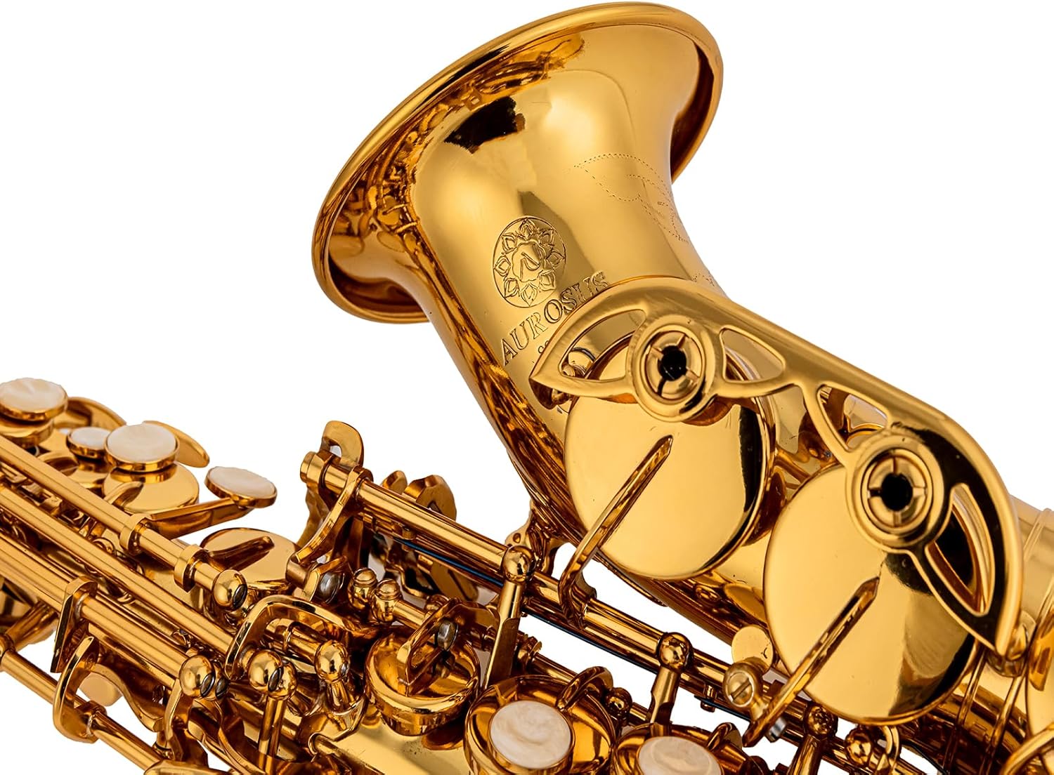 SB-G5 curved Sopranino Saxophone Yellow Brass Body & Keys Gold Lacquer Finish Low Bb - High F# (Gold)