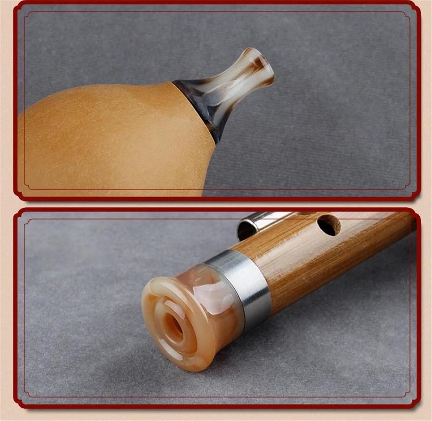 Hulusi Flute Chinese Traditional Musical Instruments With Chinese Elements C Key Cucurbit Flute Hulusi Brown Woodwind Instrument(B)