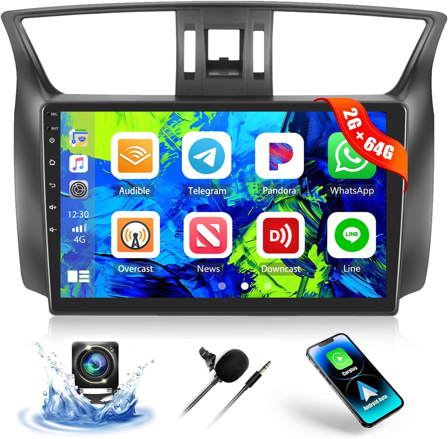 2+64GB Android 13 Car Stereo for Nissan Sentra Radio 2013 2014 2015 with Wireless CarPlay Android Auto 10.1