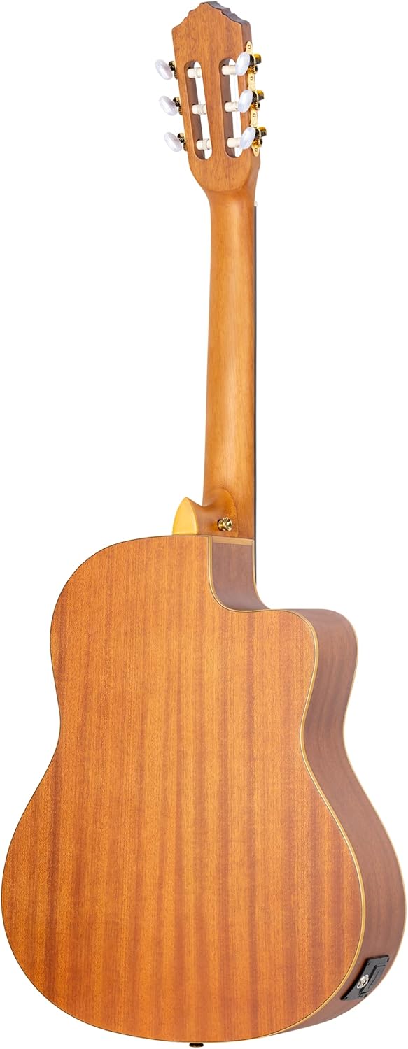 Ortega Guitars 6 String Family Series Pro Left-Handed Solid Top Slim Neck Acoustic-Electric Nylon Classical Guitar w/Bag, (RCE131SN-L)