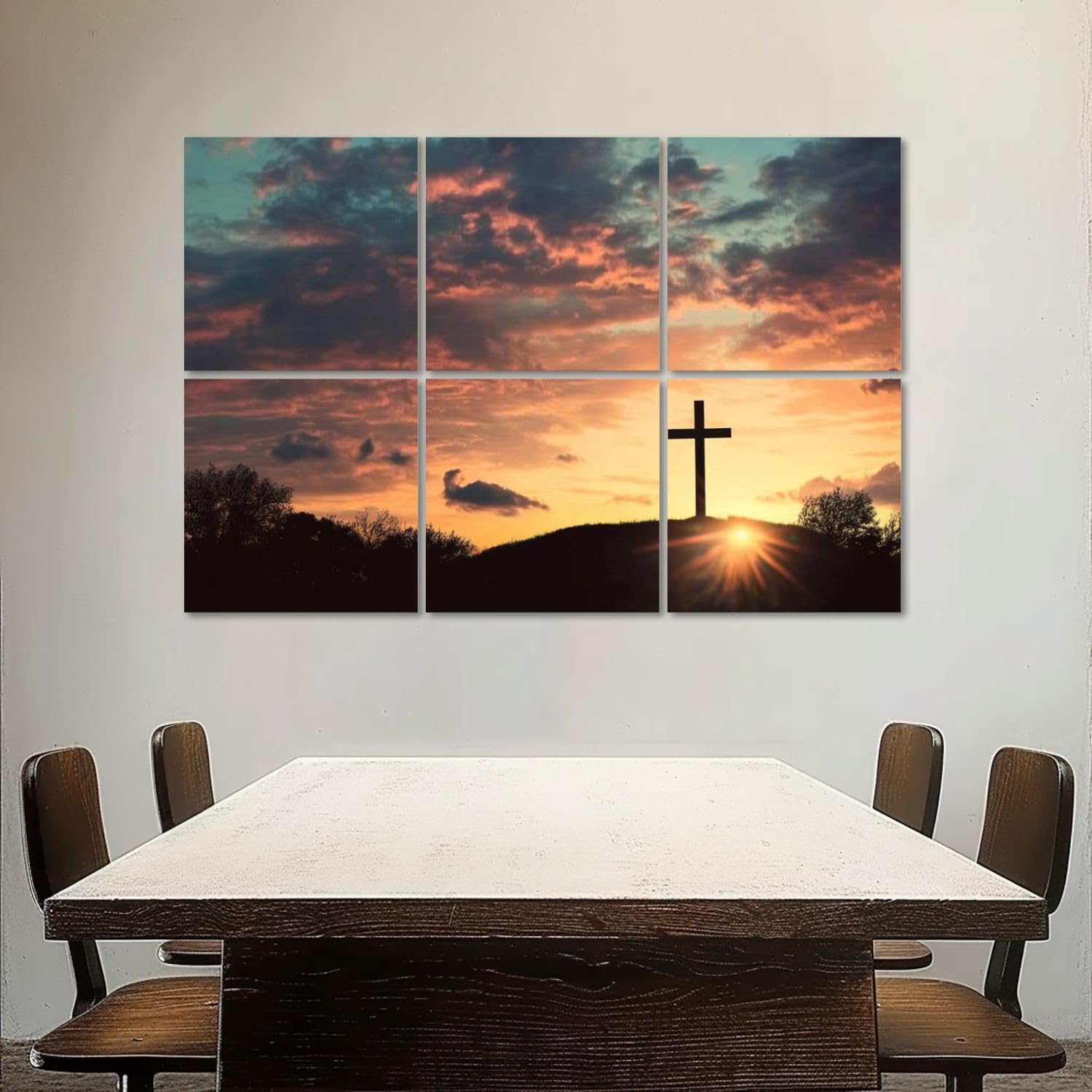 Art Acoustic Panels Self Adhesive Easter Crucifixion scene three 6Packs Decorative Soundproof Wall Panels Large Sound Absorbing Panels for Home Office 48