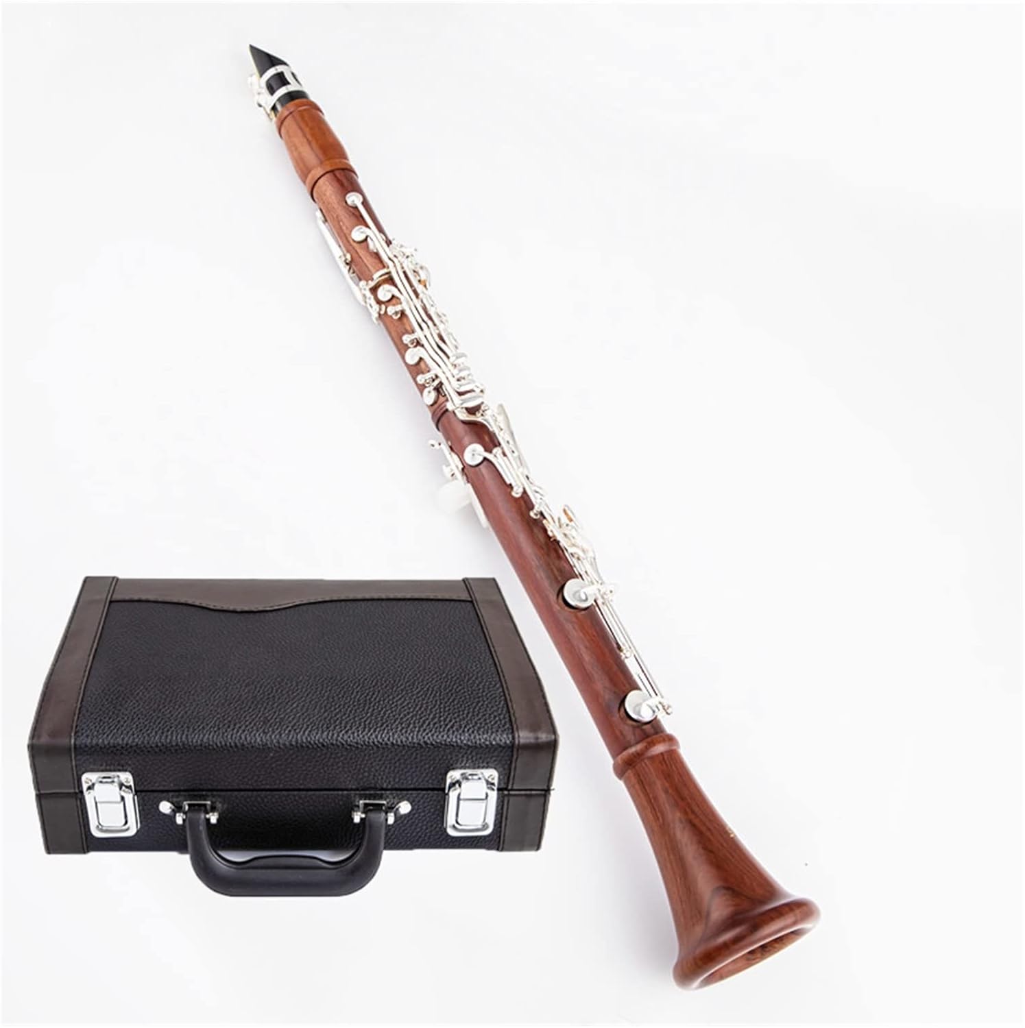 TSTS New Professional Clarinet Rosewood Wood Body Silver Plated Key Bb Key 17 Key Woodwind Instruments Clarinet for Beginner