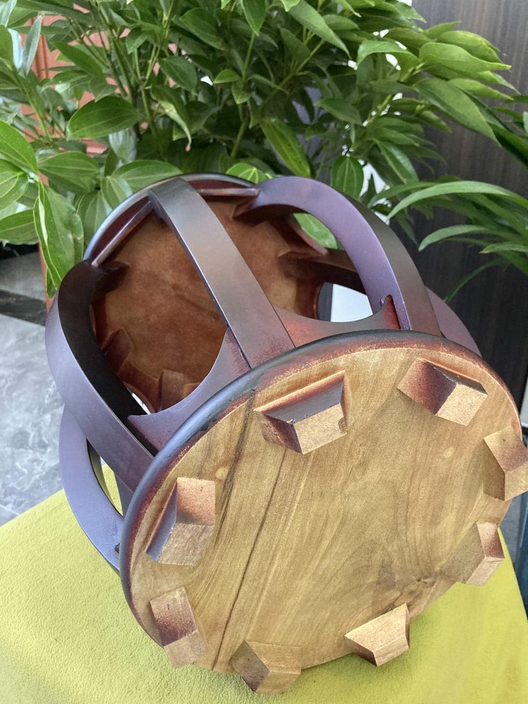 LANDTOM Professional Round Stool of Solid Wood for Guzheng ，Guzheng Red Sandal wood Round stool (RED)