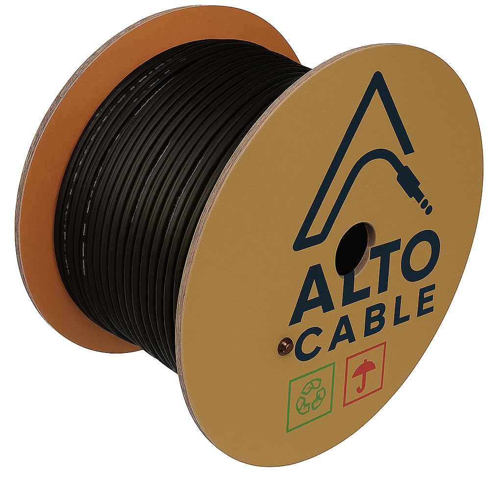 Star Quad Microphone Cable, 24 AWG, Braid Shield, Black, 305 Meter Reel (1000 ft)