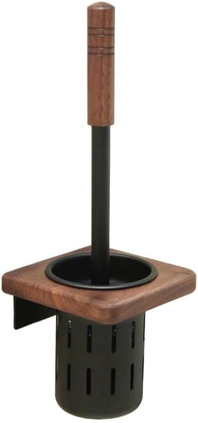 Toilet Brush Aluminium Breathable Drainage Base Toilet Brush Wall Mounted Wooden Toilet Brush Holder Set Round Brush Head Toilet Brush Deep Cleaning