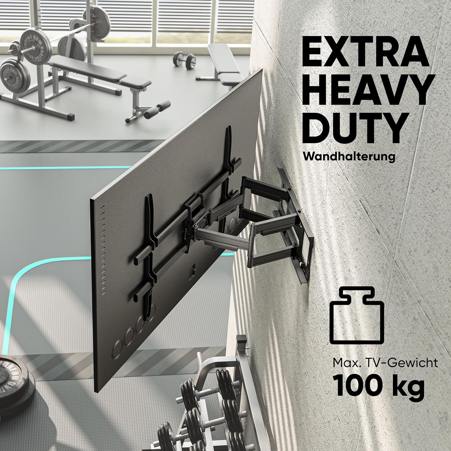 ONKRON Full Motion TV Wall Mount for 42-120 Inch Screen up to 220 lbs, Heavy Duty TV Mount Swivel and Tilt, Long Extension Arm, max VESA 1000x600, Ultra Slim Articulating Television Bracket Black