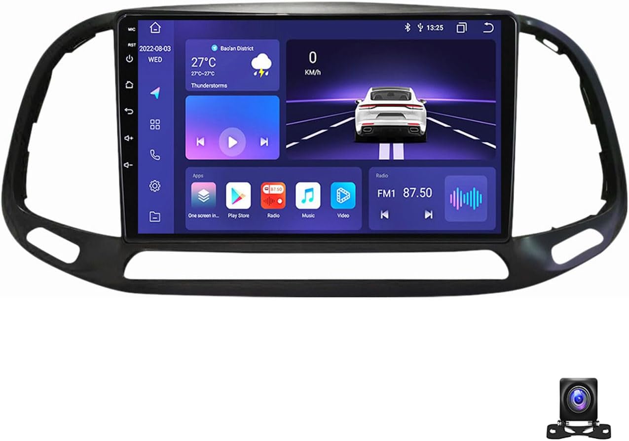Android 13 Car Stereo 9 inch Touchscreen with Carplay/Android Auto Radio Receiver for Fiat Doblo 2015~2019 Bluetooth MP5 Player with Backup Camera/FM/SWC/RDS/DSP,8 core m800s 8g+256g
