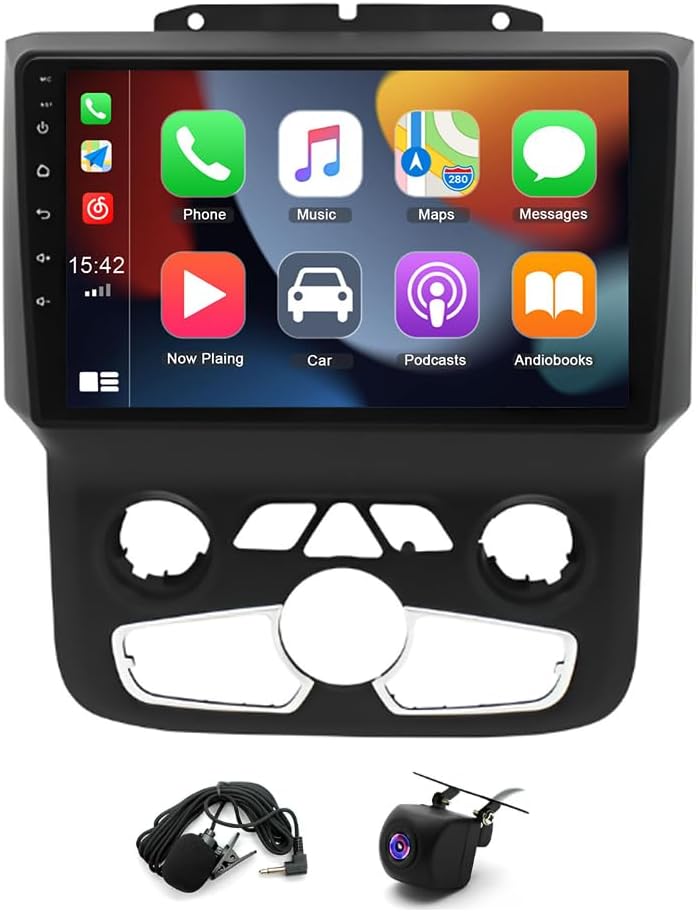 2G+32G Android 13 Car Stereo with Wireless Carplay & Android Auto, 9 Inch Touch Screen Car Radio with GPS FM Backup Camera WiFi SWC Compatible with Ram 1500 2500 3500 2013-2019