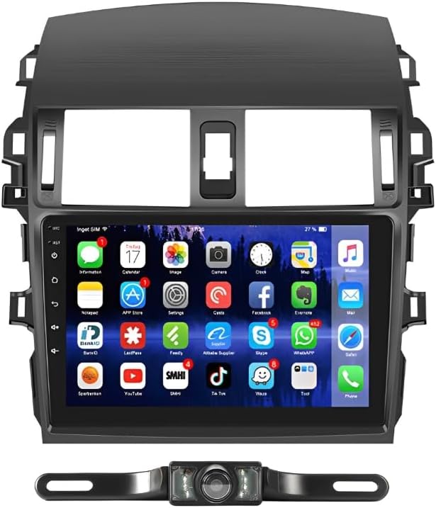 Android 13 Double Din Car Stereo Compatible with C*orolla 2009-2013, 2G+32G 9 Inch Touch Screen Car Stereo Radio with Wireless Carplay Android Auto GPS Navigation WiFi Mic Backup Camera