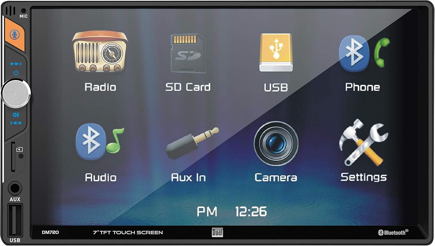 Dual DM720 7-Inch Double-DIN in-Dash Mechless Receiver with Bluetooth