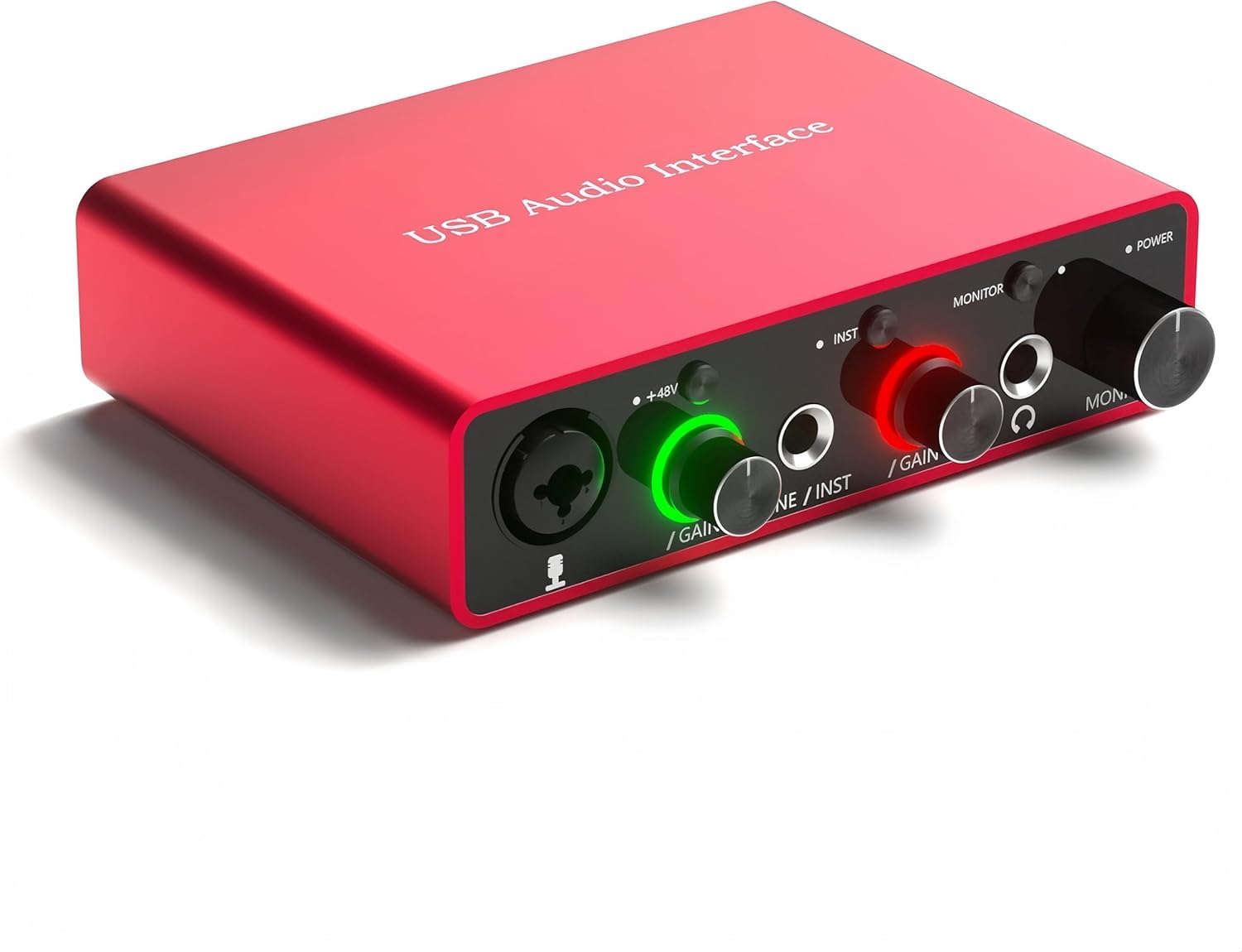 USB Audio Interface for PC, 48V Phantom Power Audio Interface for Computer Recording Music, Podcasting, and Streaming, 24-Bit/192kHz, XLR & 1/4” Combo Connectors, LINE/INST Input