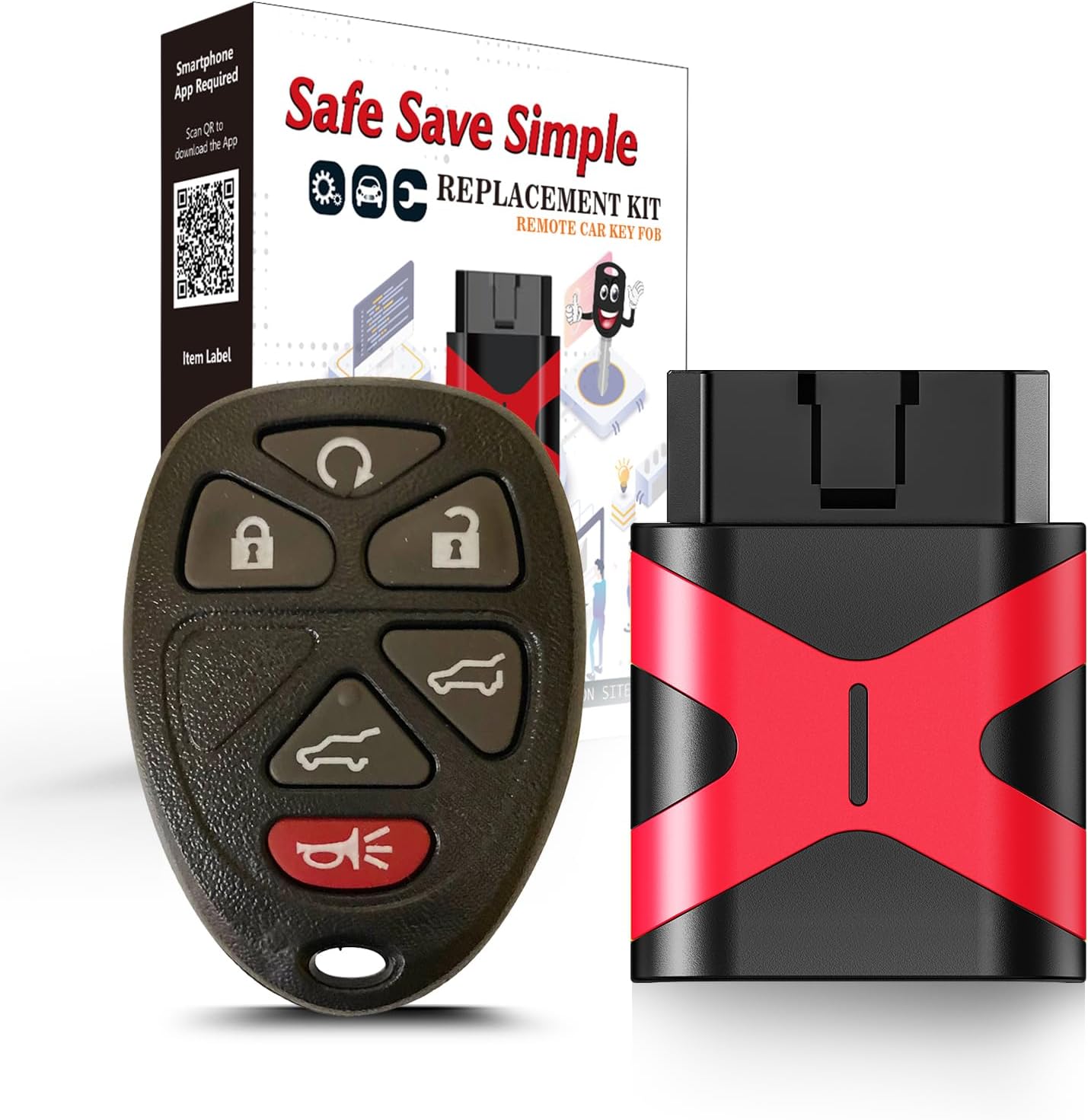 Simple Key Fob Keyless Entry Remote , Replacement for Chevy Traverse 2007-2016 Tahoe Suburban GMC Acadia Yukon Cadillac Escalade OUC60270 OUC60221 (6 Btn Simple Key Kit)