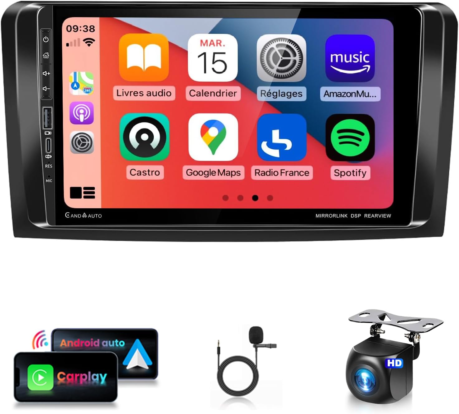 2G 64G CarPlay Radio for Mercedes Benz GL ML Class W164 X164 ML350 ML500 GL350 GL450 2005-2011 Car Stereo 9'' 1080P HD IPS Touch Screen Android Auto FM/RDS GPS WiFi 16EQ AHD Backup Camera