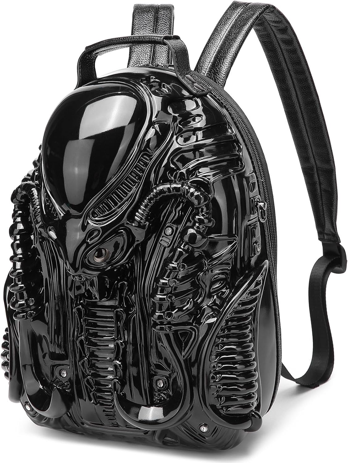 3D Xenomorph Shaped Backpack, Cool Alien Backpack Water-Resistant Casual Daypack for Travel College Gym, Black
