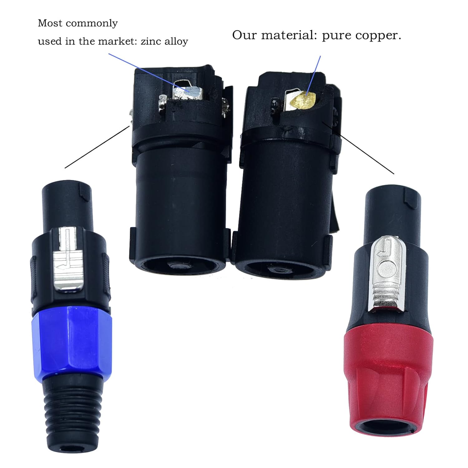 speak on 2Pcs Professional Speakon to 1/4 Inch ts Speaker Cable for pa jack Pair 14 awg Gauge Male Audio port plug Amplifier Connection dj amp Heavy Duty bocina Cord Wire ft with Twist Lock(100 feet)