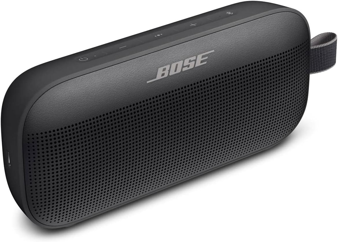 Bose SoundLink Flex Bluetooth Speaker, Portable with Microphone, Wireless Waterproof Speaker for Travel, Outdoor and Pool Use with Slinger Hard Travel Case & USB Plug (Black)