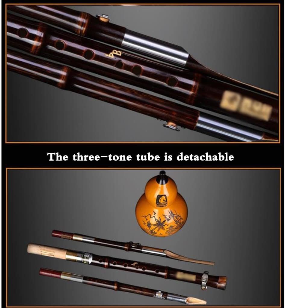 Flutes Musical Instruments Hulusi Musical Instrument Performance Type Beginner Cucurbit Wind Instrument with Chinese Knot and Box Music Playing The (Color : Brown, Size : B Flat)
