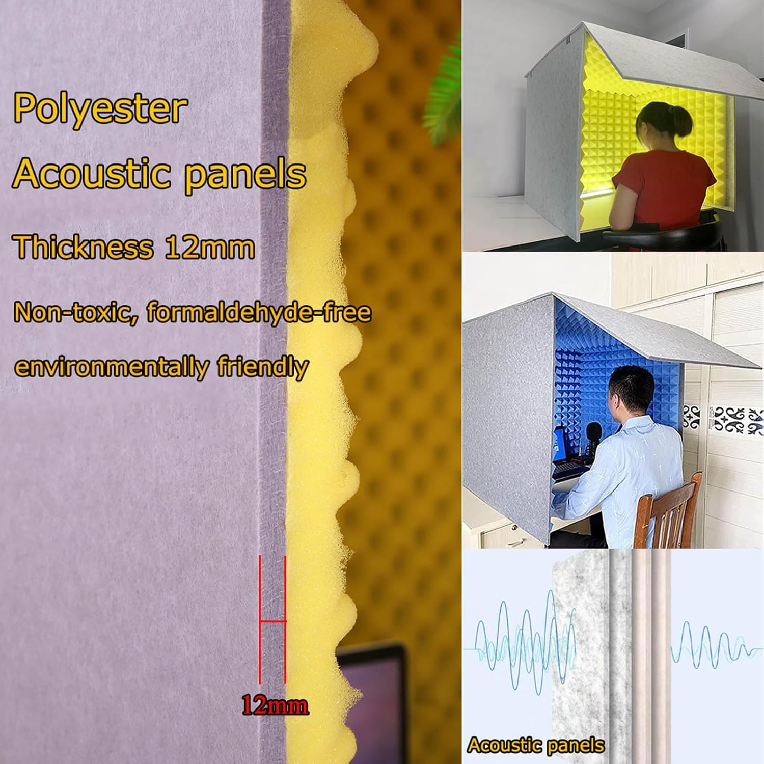 WORDFUN Portable Vocal Booth Sound Booth Recording Equipment, Desktop Soundproof Cover, Vocal Absorbing Shield, Microphone Isolation Booth Box, for Home Studio, Music Recording