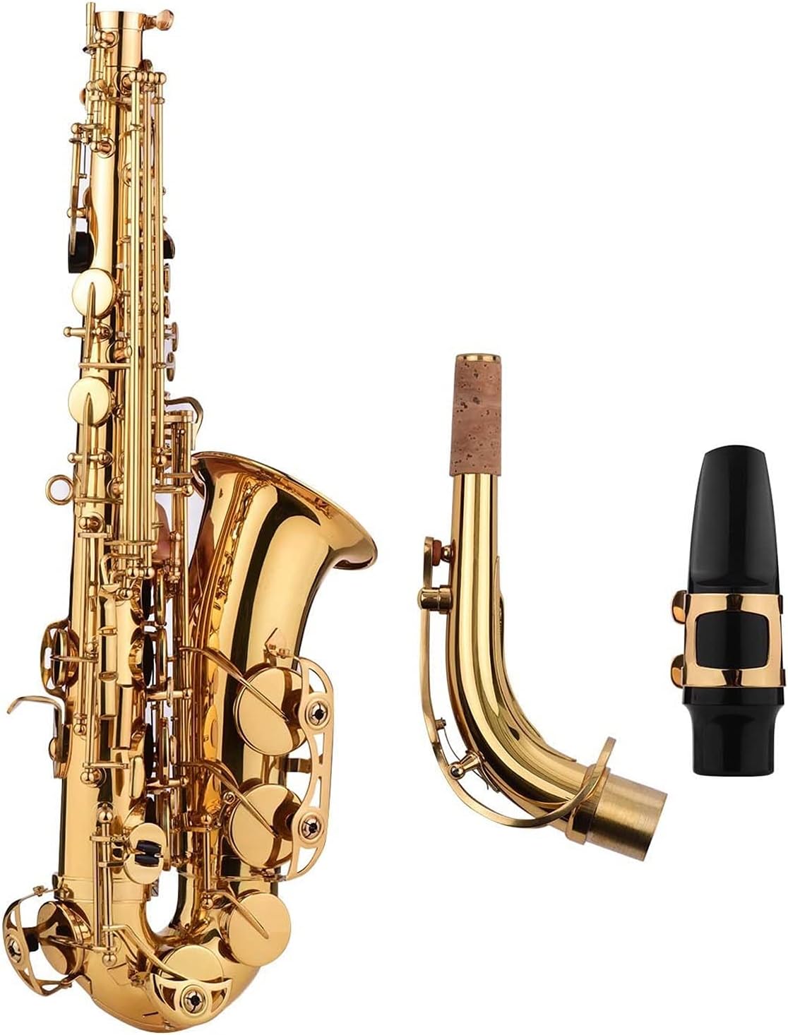 Professional Saxophone Golden Alto Saxophone Saxophone Brass White Shell Keyboard Woodwind Instrument with Suitcase Gloves Brush Saxophone Neckband Brass Sax Beginners Kit