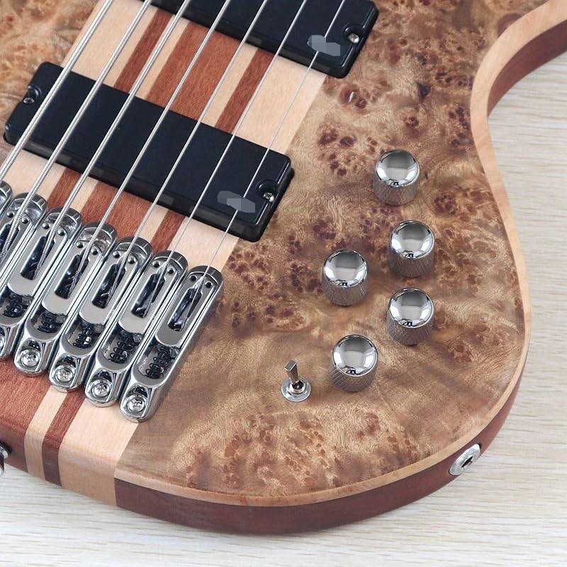 7-String Bass Guitar, 43-Inch, Neck-Through, Solid Sapele Body Active/Passive Pickups,24-Fret(Model 1)
