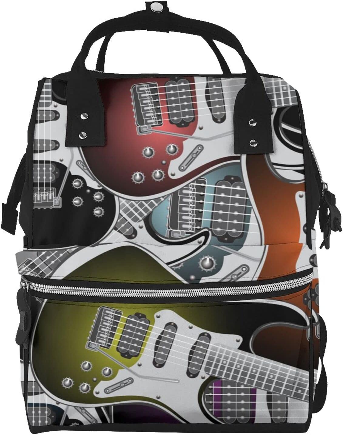 Jumusi Fashion Diaper Bag Mummy Backpack Bass Guitar Rock Music Theme Nappy Bag Large Capacity Baby Care Bags For Mom Dad